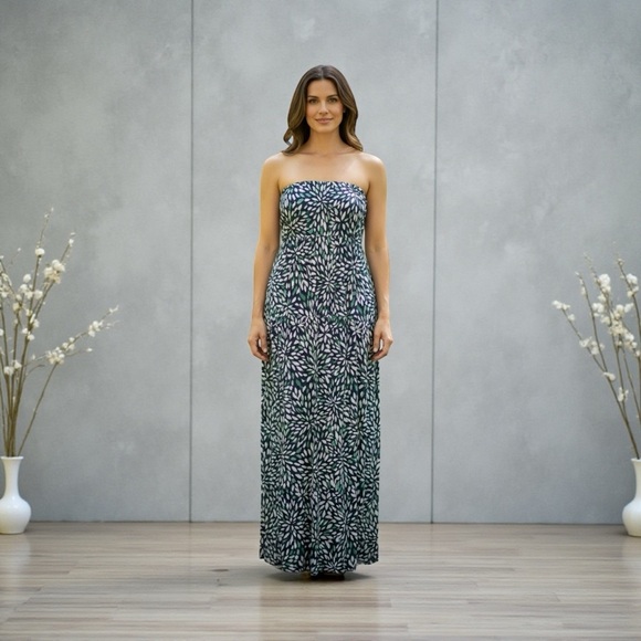 Lascana For Venus Dresses & Skirts - LASCANA For VENUS, Strapless Maxi Dress, Size 14, Navy, White, Green